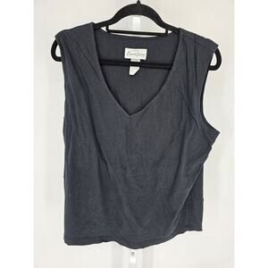 Casual Living womens Sz 1X V Neck Tank Top Black Cotton Blend